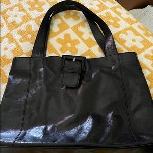 HOBO brand black leather tote bag